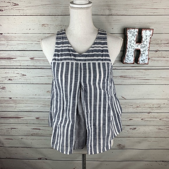 MADEWELL Blue And White Striped Top Size 2 - Picture 1 of 8